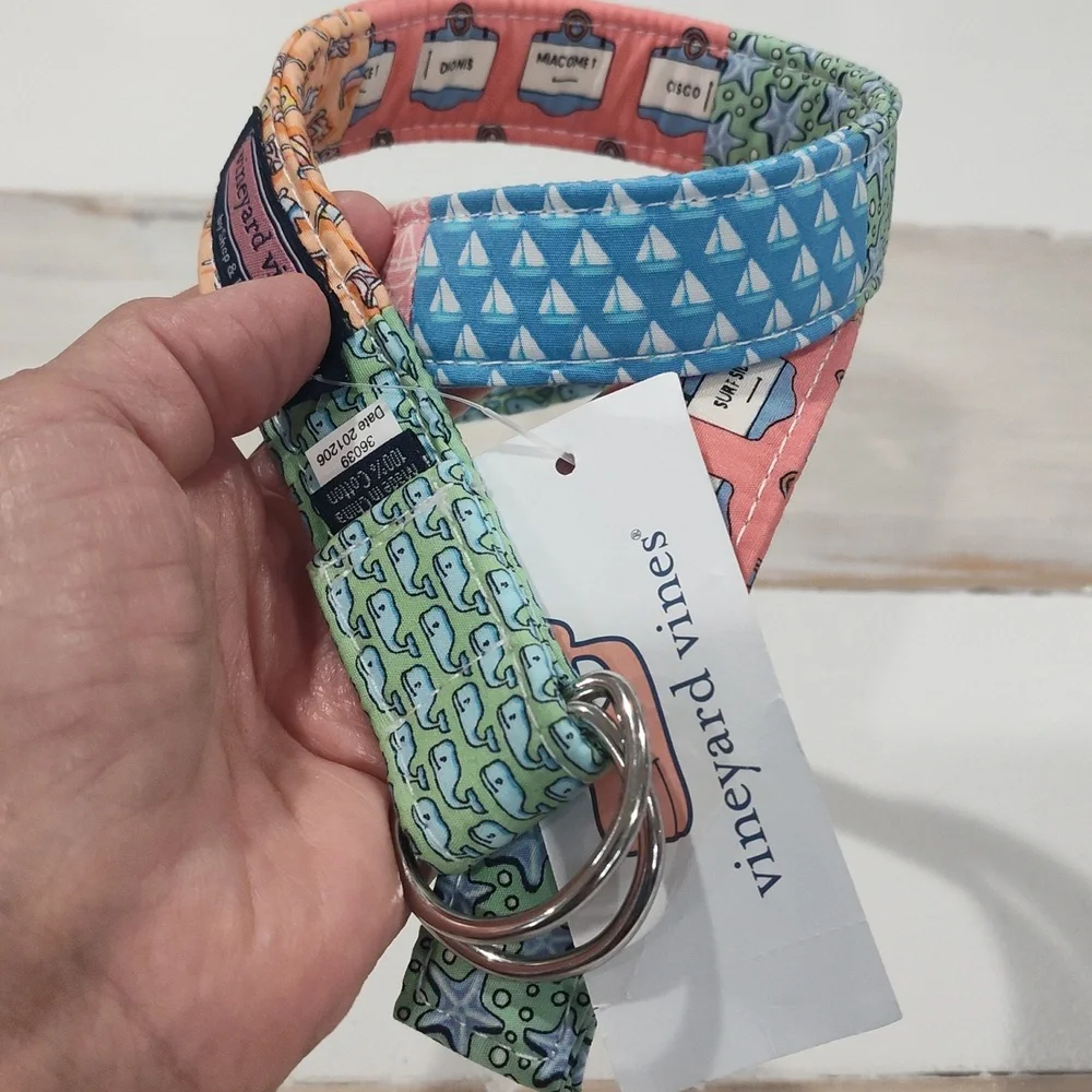 Vineyard Vines Ribbon Patchwork Multi D-Ring Buckle Belt